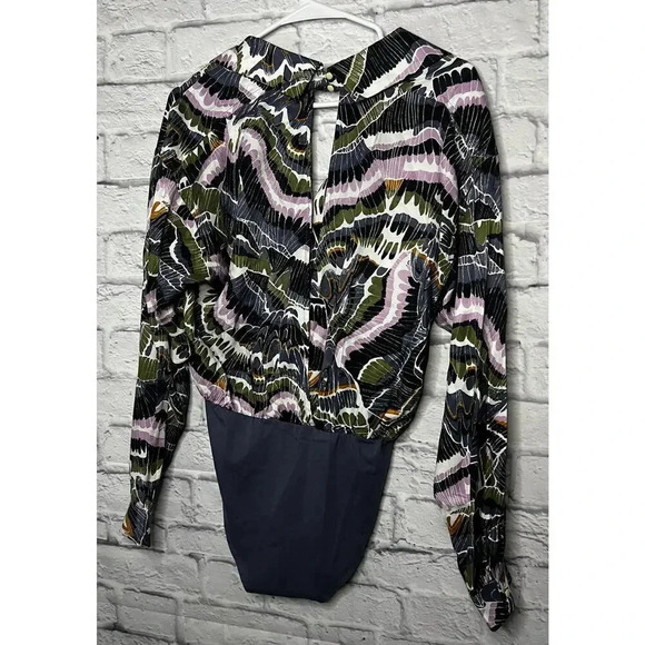 Anthropologie 2pc dress pant and bodysuit blouse set abstract print size 4. - Picture 6 of 15